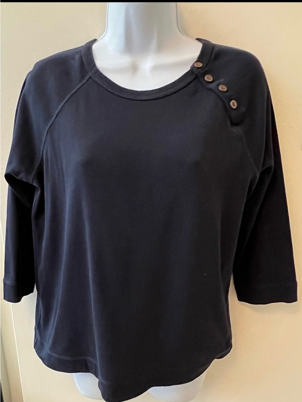 Ralph Lauren Navy Button-Shoulder Crop Top